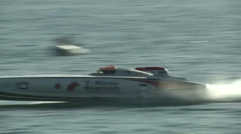 Class One boat racing at full speed  Stock Footage 43321200