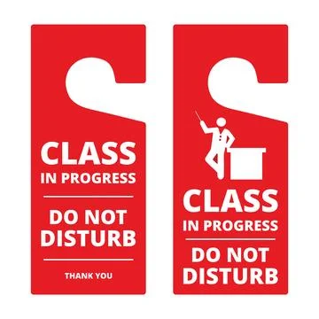 Class in progress do not disturb door hanger tags on a white background Stock Illustration