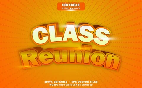 Class Reunion 3D Editable Text Effect Vector Design Stock Illustration