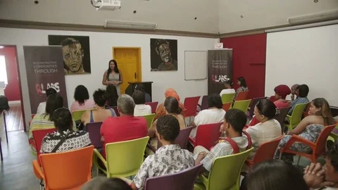 A class at RLabs, a social enterprise educating street kids in Cape Town Stock Footage 75413325