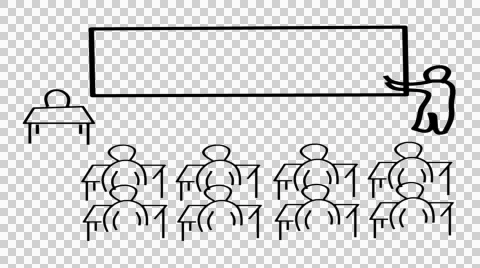 Class room line drawing illustration animation with transparent background Stock Footage 44723218