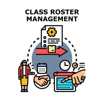 Class roster management organizing student enrollment process Stockillustratie