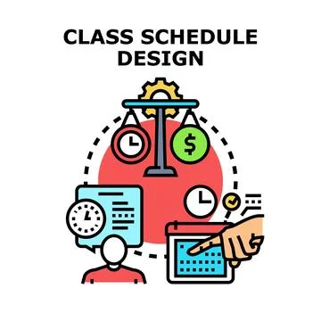 Class schedule design managing time and budget Stock Illustration