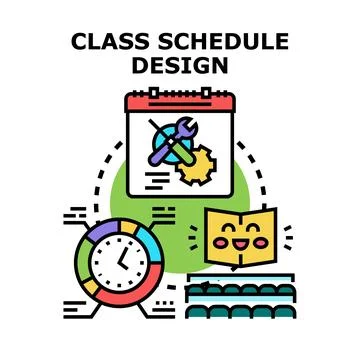 Class schedule design organizing student education process Stock Illustration