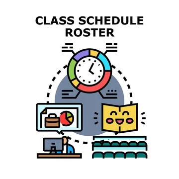 Class schedule roster planning education management system Stock Illustration