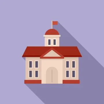 Class school building icon flat vector. Study life Ilustración de archivo
