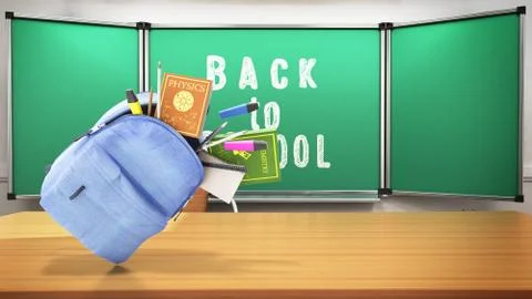 Class in school lesson back to school background 3d render perspective 库存插图