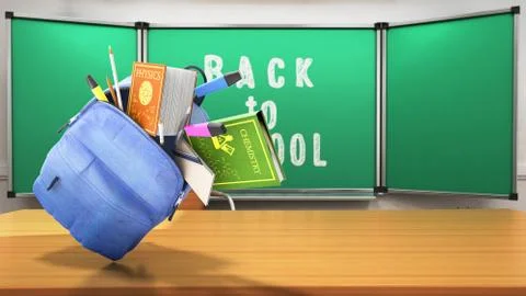Class in school lesson back to school background 3d render perspective 库存插图