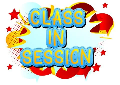 Class in Session text. Lessons online for school pupils or university student Stock Illustration