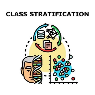 Class stratification process analyzing dataset for social division Stock Illustration