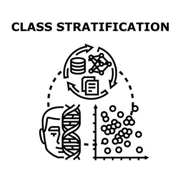 Class stratification process analyzing dataset for social division Stock Illustration