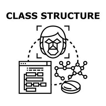Class structure concept with data analysis and biometric recognition Stock-Illustration