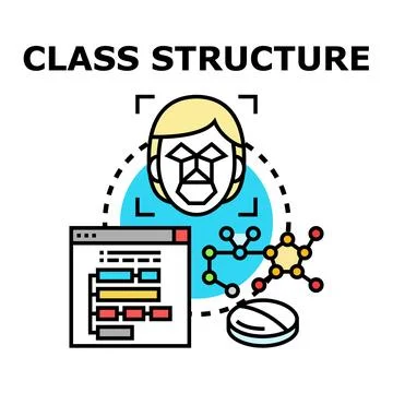 Class structure concept with data analysis and biometric recognition Stock-Illustration