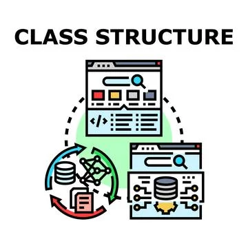 Class structure developing data processing software concept Stock Illustration