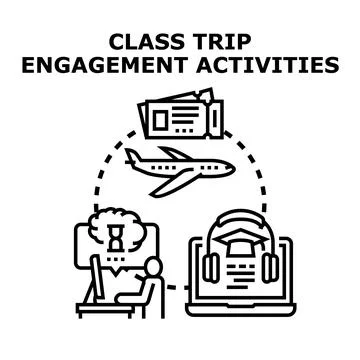 Class trip engagement activities planning concept Stock Illustration