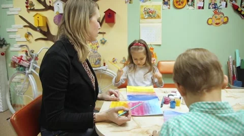 Classes for children drawing Stock Footage 59604630