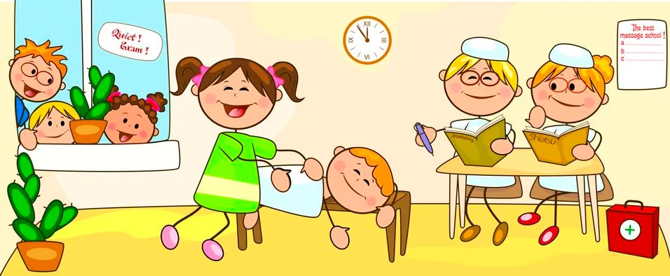Classes in the school for massage Stock Illustration