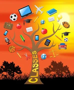 Classes Tree Indicates Knowledge And Learning 3d Illustration Stock Illustration