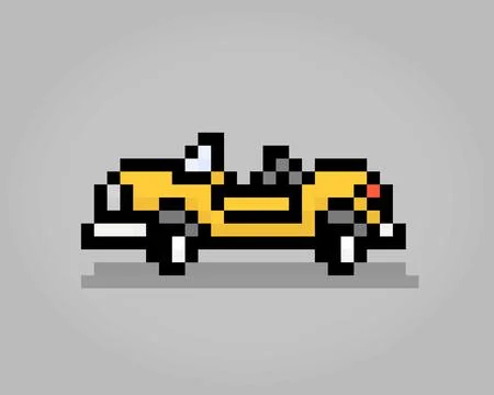 Classic 8 bit car pixel art. Vector illustration of a car Illustrazione stock