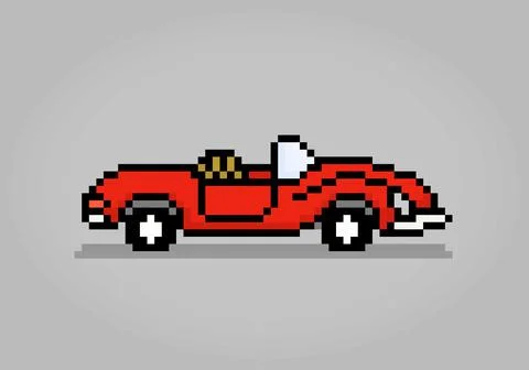 Classic 8 bit car pixel art. Vector illustration of a car Illustrazione stock
