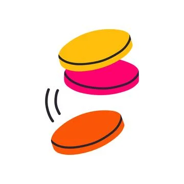 Classic 80s 90s caps pogs in modern style flat, line style. Hand drawn vector Stock Illustration