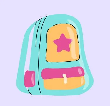 Classic 80s and 90s element. Blue backpack for school. Education and learning Stock Illustration