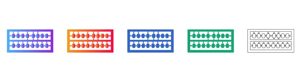 Classic Abacus Math Tool Icon Set Stock Illustration