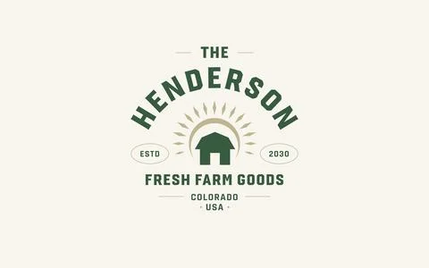 Classic agricultural barn vector logo template representing sustainable organ 스톡 일러스트