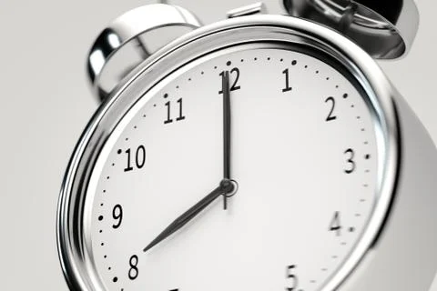 Classic alarm clock, concept of time, 3d rendering. Illustrazione stock