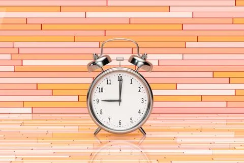Classic alarm clock, concept of time, 3d rendering. Illustrazione stock