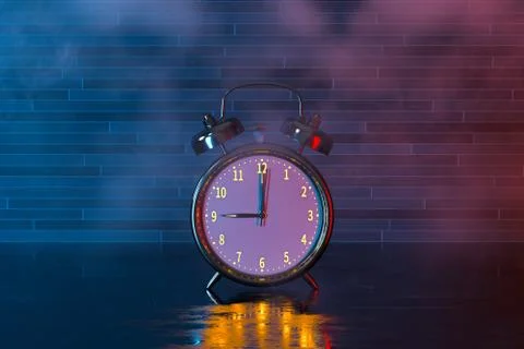 Classic alarm clock, concept of time, 3d rendering. 스톡 일러스트
