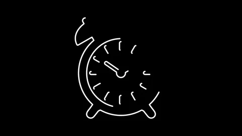 Classic Alarm Clock Line Art Icon with Thick Borders Stock Footage 333039688