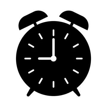 Classic Alarm Clock Silhouette Vector Illustration Stock Illustration