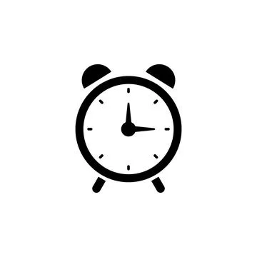 Classic Alarm Clock Solid Flat Vector Icon Isolated on White Background 스톡 일러스트