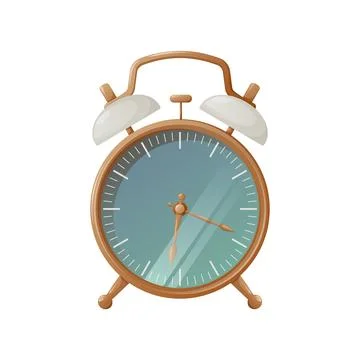 Classic alarm clock, vector illustration. Signal to wake up to school, work Stock Illustration