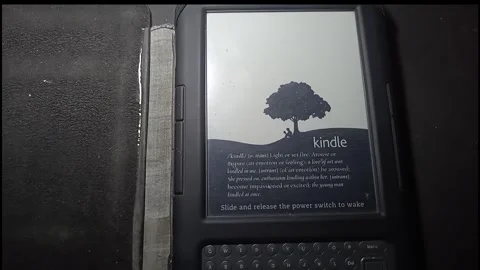 Classic Amazon Kindle e-book reader Stock Footage 333694490