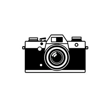 Classic Analog Camera Icon On White Background Stock Illustration