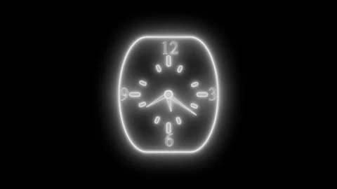 Classic Analog Neon Clock Countdown Seconds Animation Stock Footage 315186738
