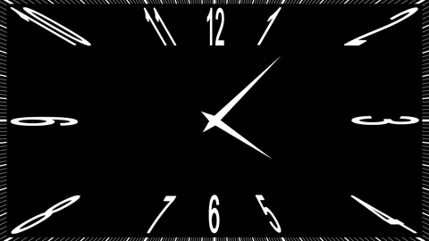 Classic analog rectangle clock with looping 12h time Stock Footage 332815321