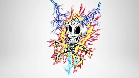 Classic animated monster being struck by lightning. Death. Luma matte. Stock Footage 54851405