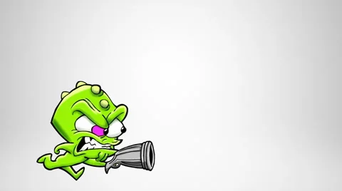 Classic animated monster shooting different guns. 2 in 1. Loopable. Luma matte. Stock Footage 54851807