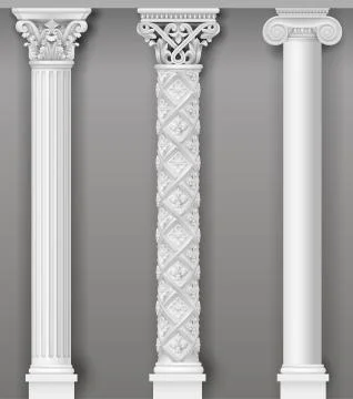 Classic antique white columns in vector graphics Stock Illustration