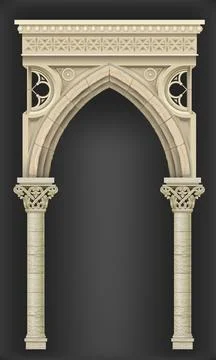 Classic arcade gallery facade of gothic cathedral Stock Illustration