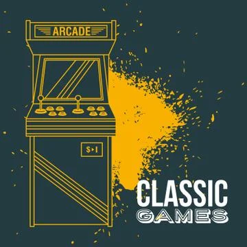 Classic arcade game machine rendering Stock Illustration