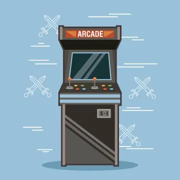 Classic arcade game machine rendering Stock Illustration