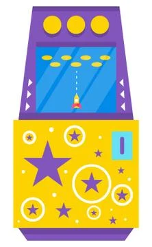 Classic Arcade Game Machine with Rocket Vector Stock Illustration