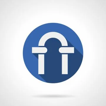 Classic arch frame blue round flat vector icon Stock Illustration