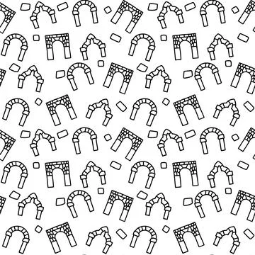 Classic arch line vector doodle simple seamless pattern Stock Illustration