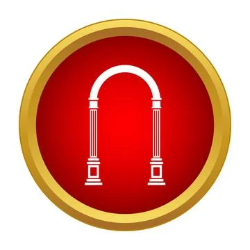 Classic architectural archway with columns on red circle Stock Illustration