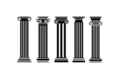 Classic Architectural Column Silhouettes Collection. Vector icon. Stock Illustration